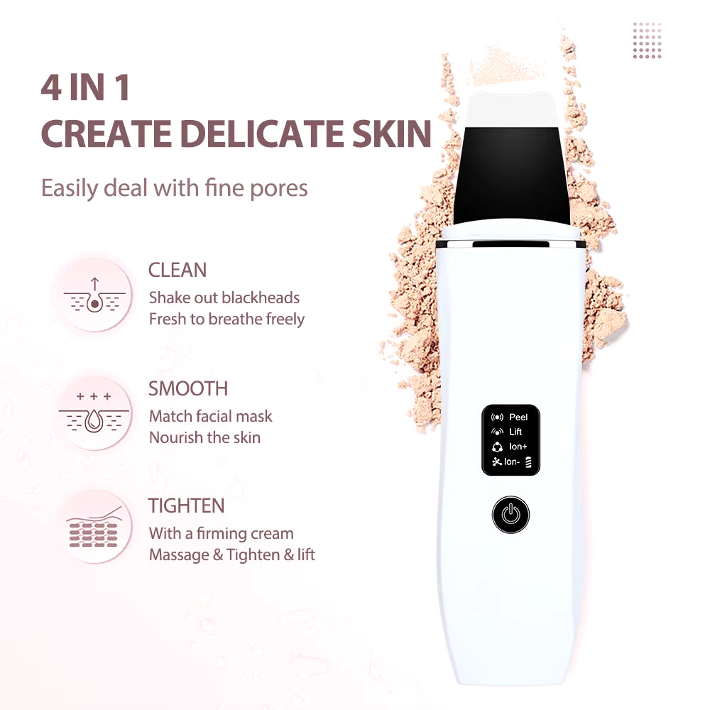 Revolutionary Ultrasonic Skin Scrubber: Blackhead Remover & Facial Cleanser with 4 Modes for Deep Cleansing and Skin Lifting