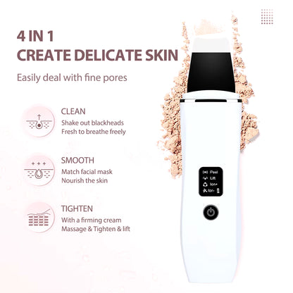 Revolutionary Ultrasonic Skin Scrubber: Blackhead Remover & Facial Cleanser with 4 Modes for Deep Cleansing and Skin Lifting
